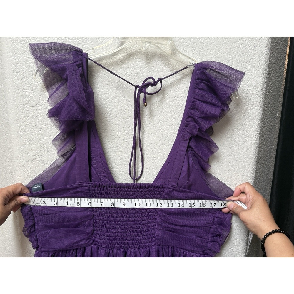Anthropologie Maeve Ruffled Tulle Mini Dress Purple Size XL - Picture 12 of 14